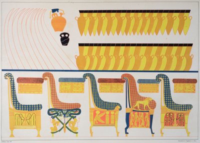 Frescoes of Furniture from the Tomb of Ramses IV by Jean Francois Champollion